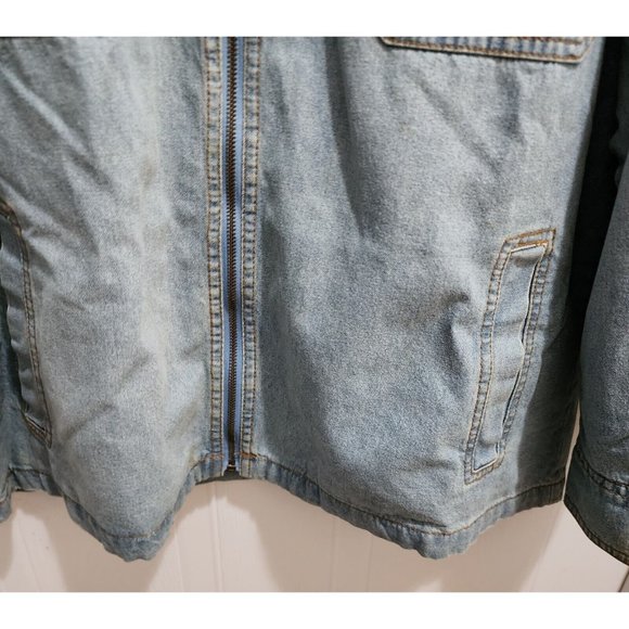 VTG Duke Haband USA Army Jungle Patch Flannel Lined Denim Full Zip Jacket Size M - Picture 12 of 16